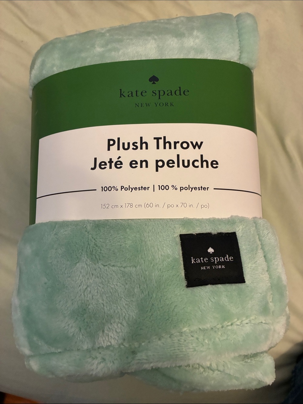 kate spade Plush Throw Blanket in Mint Green